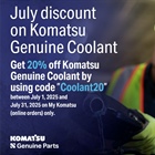 July Discount on Komatsu Genuine Coolant
