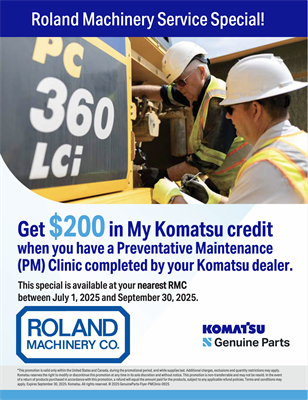 Get $200 in My Komatsu credit when you have a Preventative Maintenance (PM) Clinic completed by your Komatsu dealer.